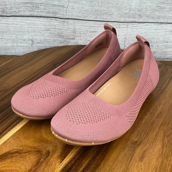 Fitflop Allegro Multi Knit Ballet Flats Dusty Rose Pink Women’s Shoe Size 10