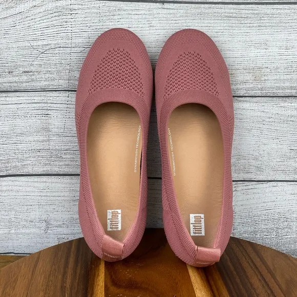 Fitflop Allegro Multi Knit Ballet Flats Dusty Rose Pink Women’s Shoe Size 10