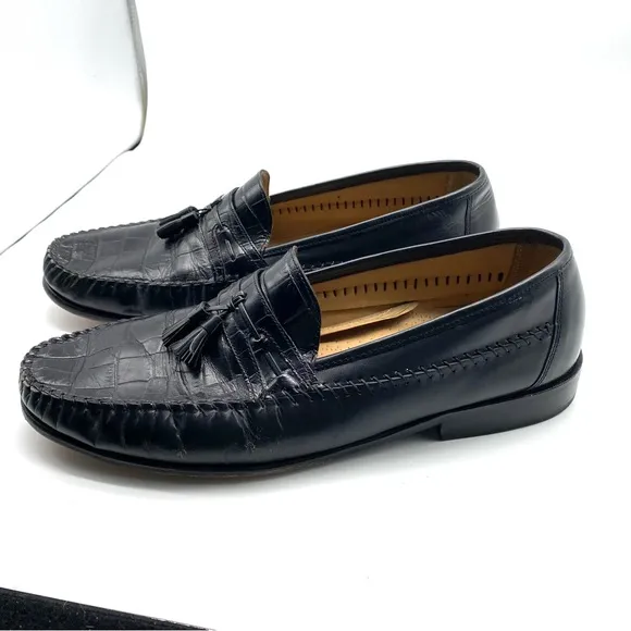 Florsheim Loafers Pisa tassel crocodile black SZ 13.