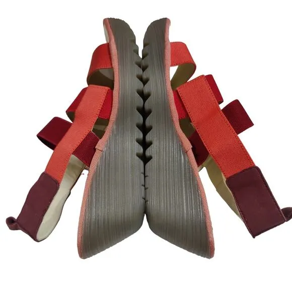 Fly London Women's Sz 40 (9-9.5) Yery Red Strappy Platform Wedge Sandals