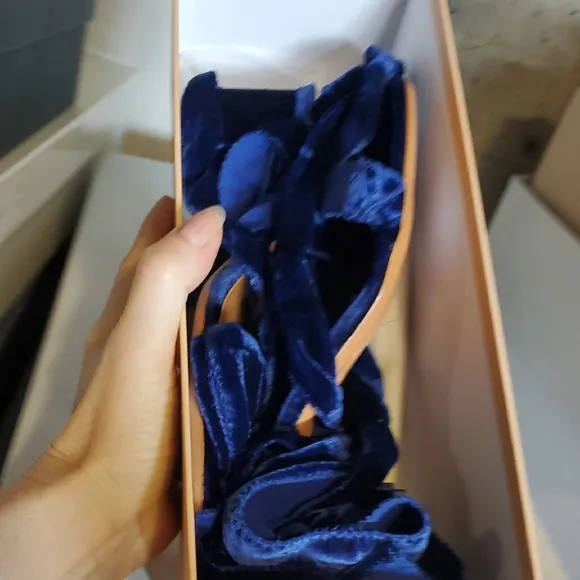 Forte Forte Blue Velvet Strappy Sandals