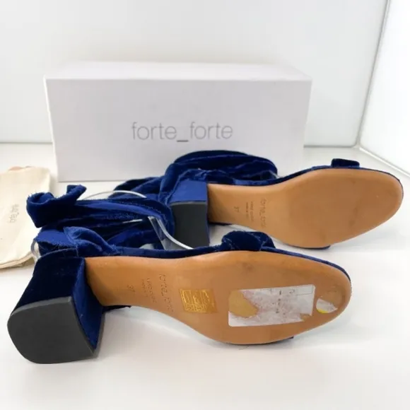 Forte Forte Blue Velvet Strappy Sandals