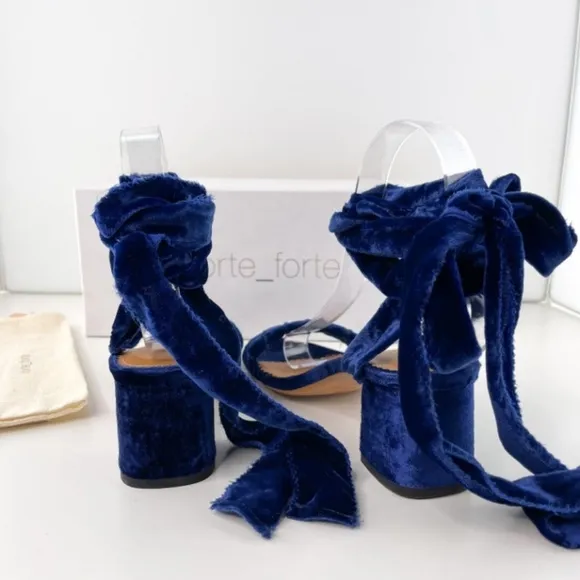 Forte Forte Blue Velvet Strappy Sandals