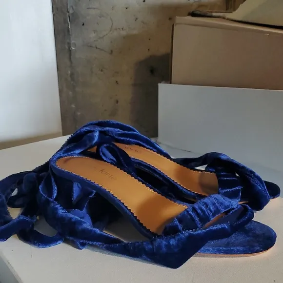 Forte Forte Blue Velvet Strappy Sandals