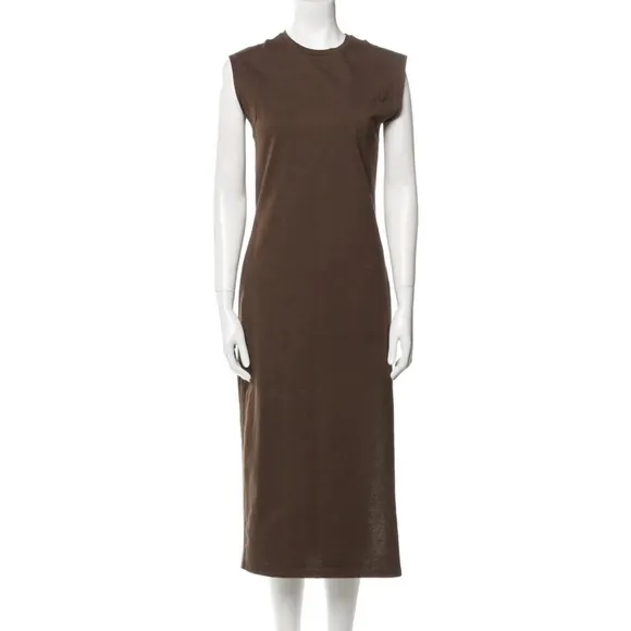 Frame Cap Sleeve Crew Neck Midi Dress in Mahogany Brown  Size XS