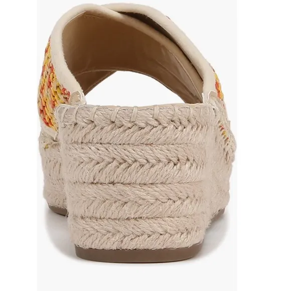 Franco Sarto Pacifica Espadrilles Platform Wedge Sandal Orange &amp; Cream Women’s 8