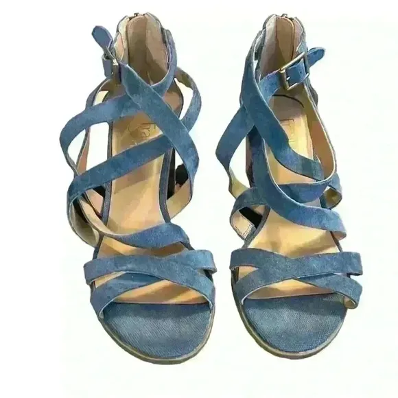 FRANKO SARTO L- Hachi Gladiator Sandal Blue Suede Size 6.5​