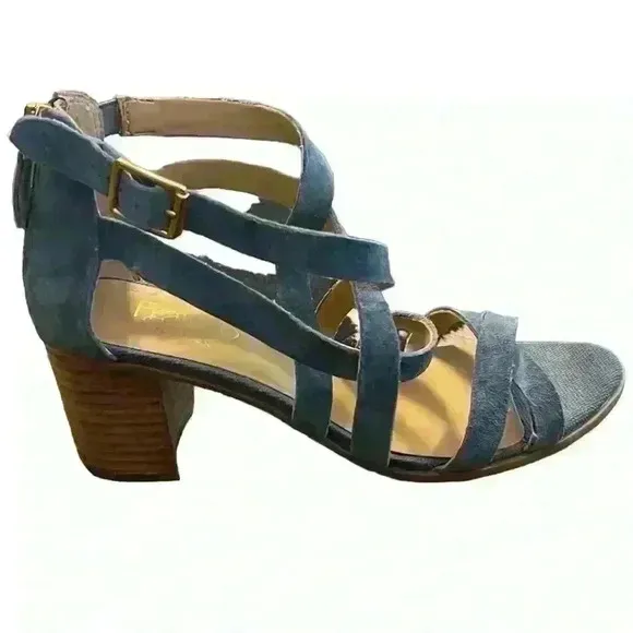 FRANKO SARTO L- Hachi Gladiator Sandal Blue Suede Size 6.5​