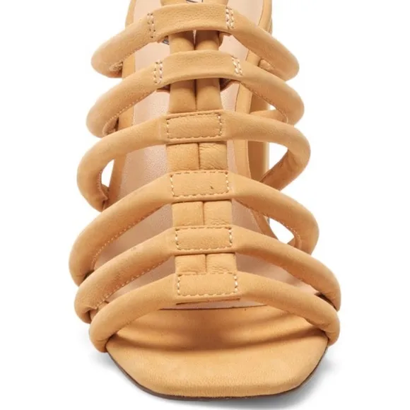 FREE PEOPLE Hot Orange Colette Cinched Heel Sandals