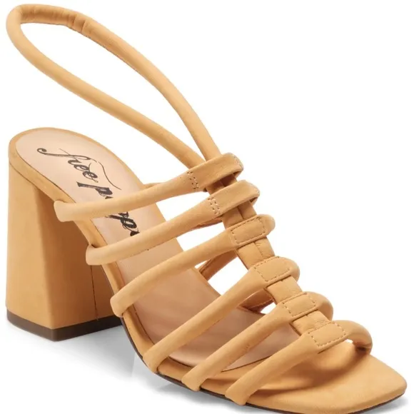 FREE PEOPLE Hot Orange Colette Cinched Heel Sandals
