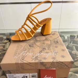 FREE PEOPLE Hot Orange Colette Cinched Heel Sandals