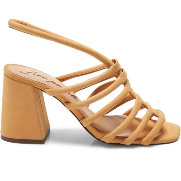 FREE PEOPLE Hot Orange Colette Cinched Heel Sandals