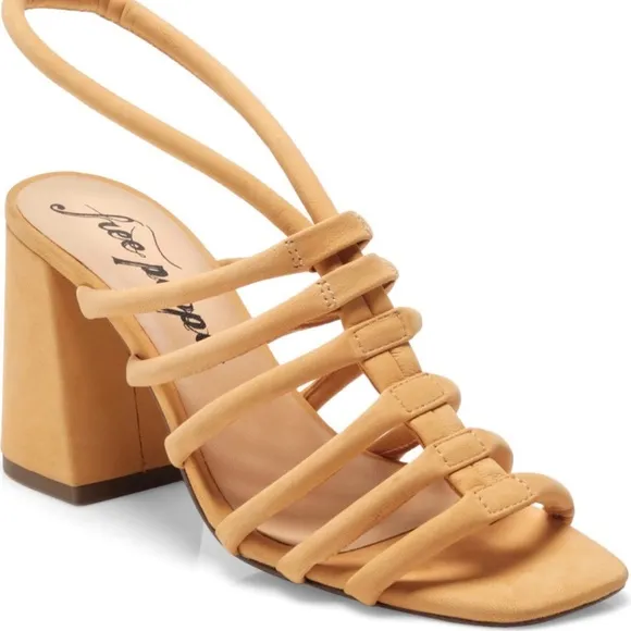 FREE PEOPLE Hot Orange Colette Cinched Heel Sandals