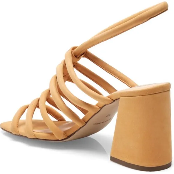 FREE PEOPLE Hot Orange Colette Cinched Heel Sandals