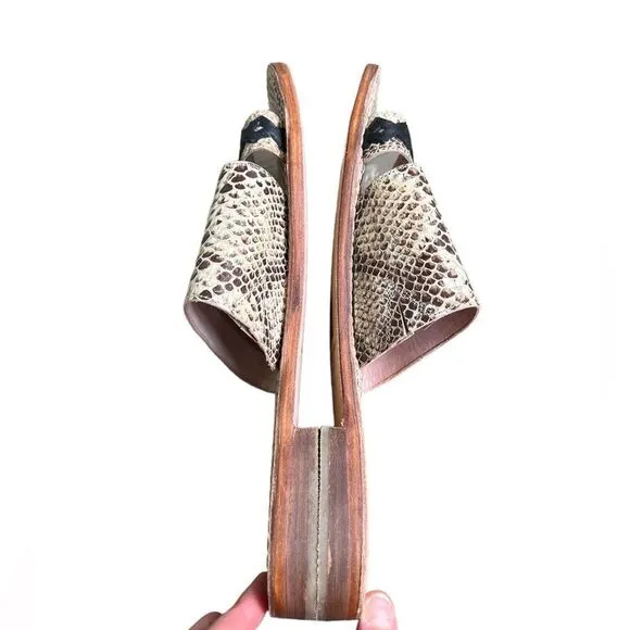 Free People Saturaday Snake Strappy Leather Flat Sandals 41/10