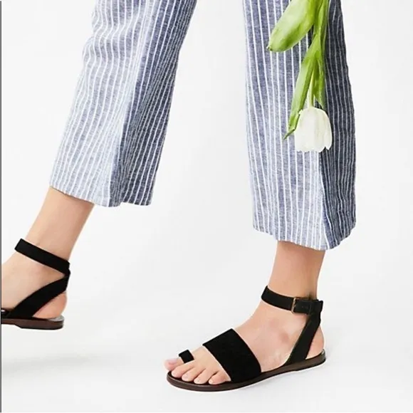 Free People Torrence Sandals Black Gladiator Flat Wrap Ankle Hippie Gypsy