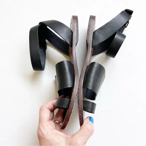 Free People Torrence Sandals Black Gladiator Flat Wrap Ankle Hippie Gypsy