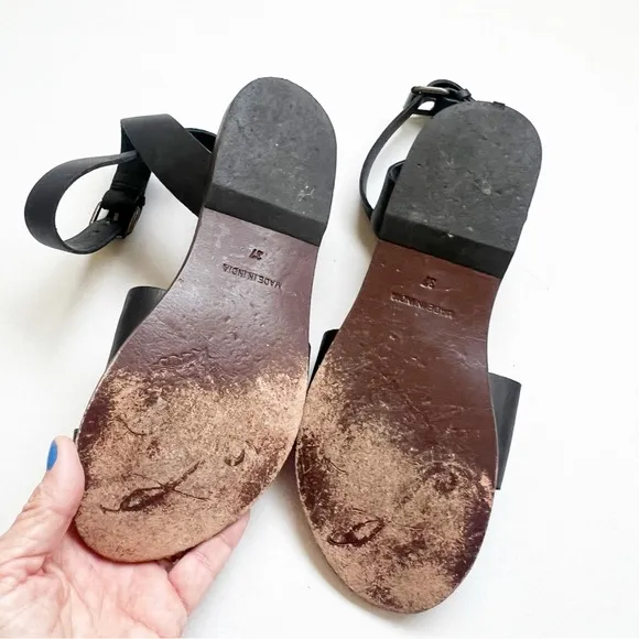 Free People Torrence Sandals Black Gladiator Flat Wrap Ankle Hippie Gypsy