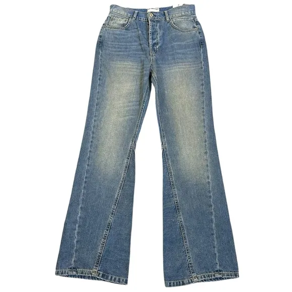 Free People Western Bohemian Serafin Boot Cut Jeans Light Vintage Wash Size 27