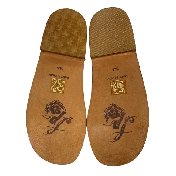 FREE PEOPLE Woven River Sandals Platina GoldResortwear Boho Flat Leather NWOB
