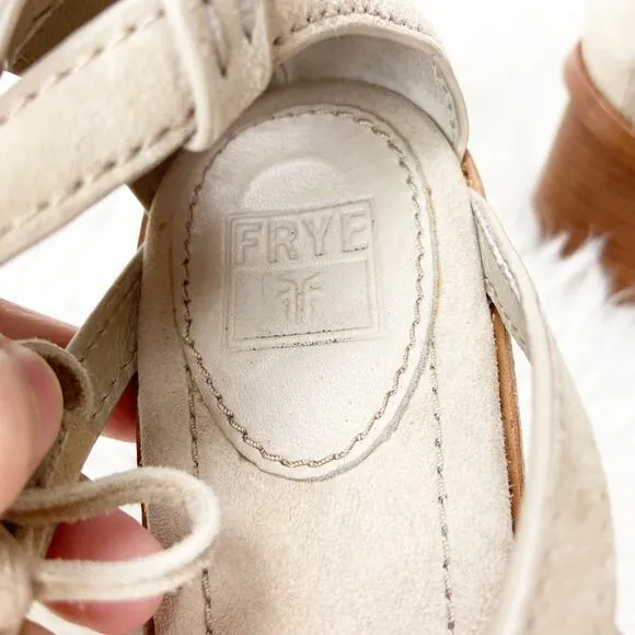 Frye 9 M Womens Beige Gray Suede Strappy Gladiator Heeled Sandals