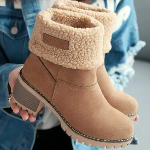 FUR LINING SNOW WINTER WARM FOLD OVER MID-CALF BOOT