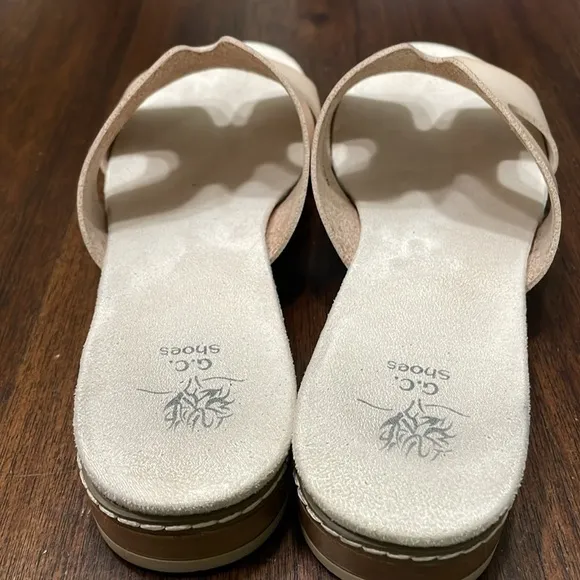 G. C. Shoes Nellie beige cutout flat slide sandals