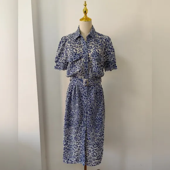 Generation Love Claudia Lace Dress - Blue/White