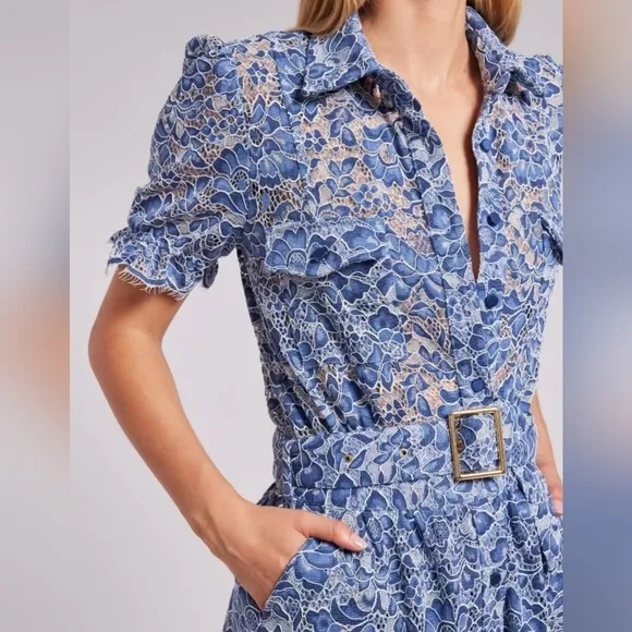Generation Love Claudia Lace Dress - Blue/White