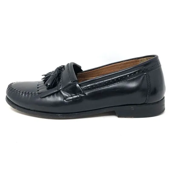 GH Bass Weejuns Kiltie Tassel Loafers Mens Sz 9 Black Handcraft Brazil Leather