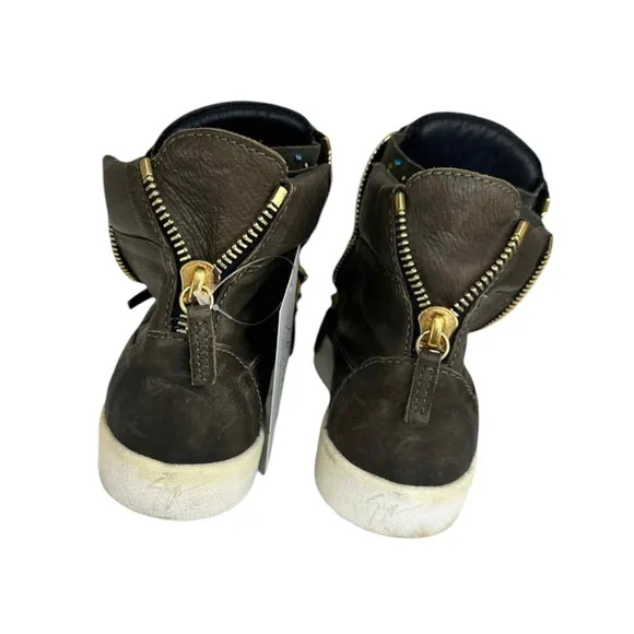 Giuseppe Zannoti Brown Leather DONNA High Top Sneaker Size 37.5