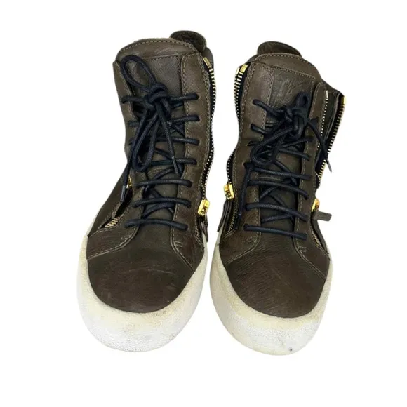 Giuseppe Zannoti Brown Leather DONNA High Top Sneaker Size 37.5