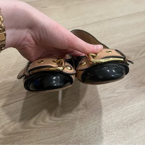 Giuseppe Zanotti Design Black Patent Leather Buckle Ballet Flats Size 38.5/8.5