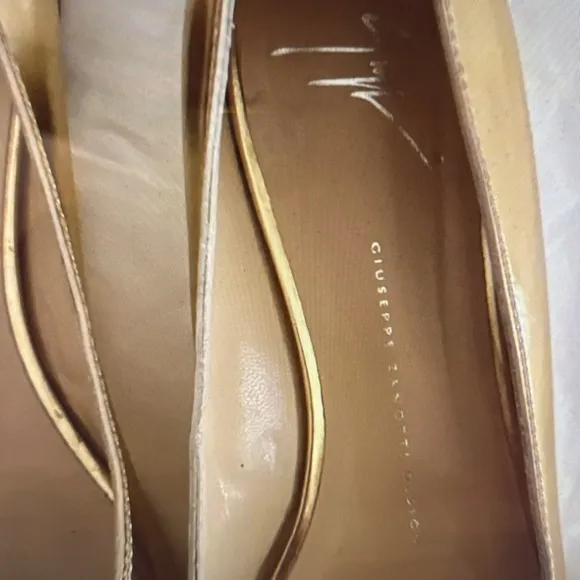 Giuseppe Zanotti Mirror Metallic Rose Gold Buckle Ballet Flats N5871 Sz 38 US8
