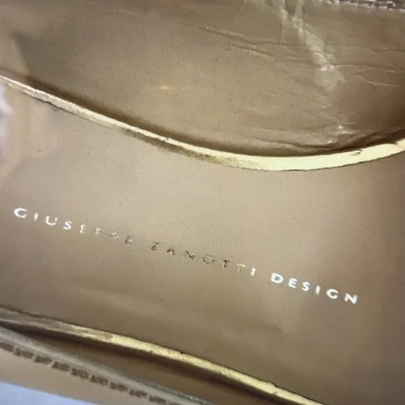 Giuseppe Zanotti Mirror Metallic Rose Gold Buckle Ballet Flats N5871 Sz 38 US8