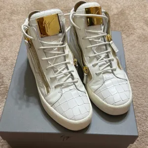 Giuseppe zanotti White and Gold High-Top Sneakers