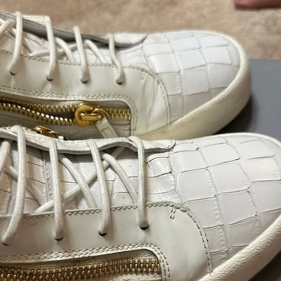 Giuseppe zanotti White and Gold High-Top Sneakers