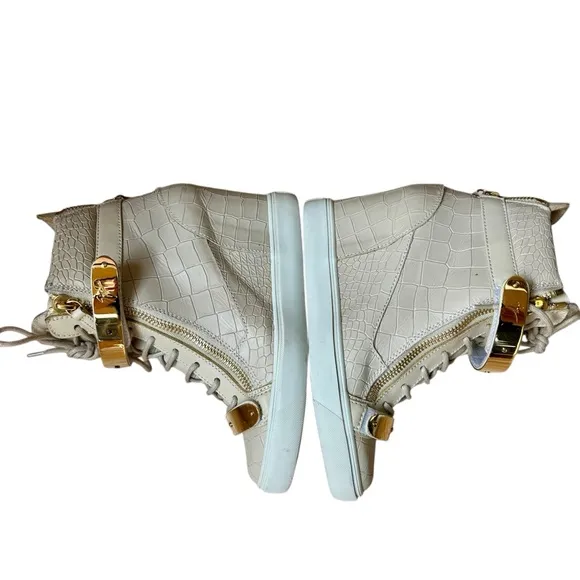 Giuseppe Zanotti White Lorenz Croc-Embossed Wedge High Top Sneakers sz 40
