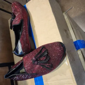 Glamorous Red and Black Sparkly Loafers