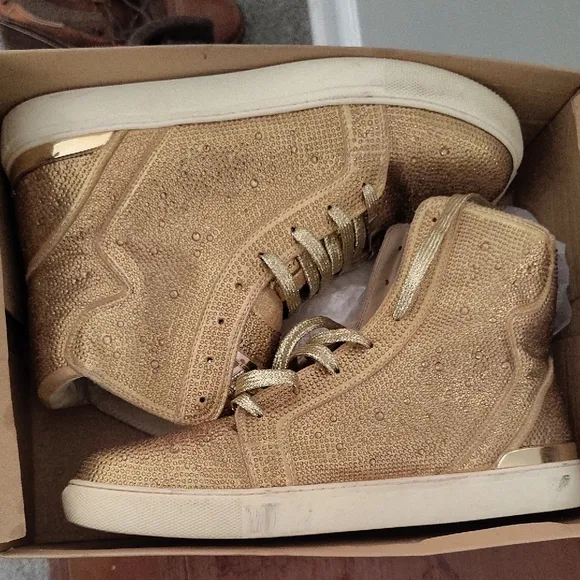 Gold High-Top Sneakers