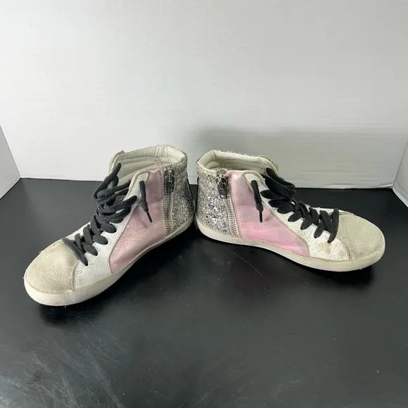 Golden Goose Pink and Black High-Top Sneakers