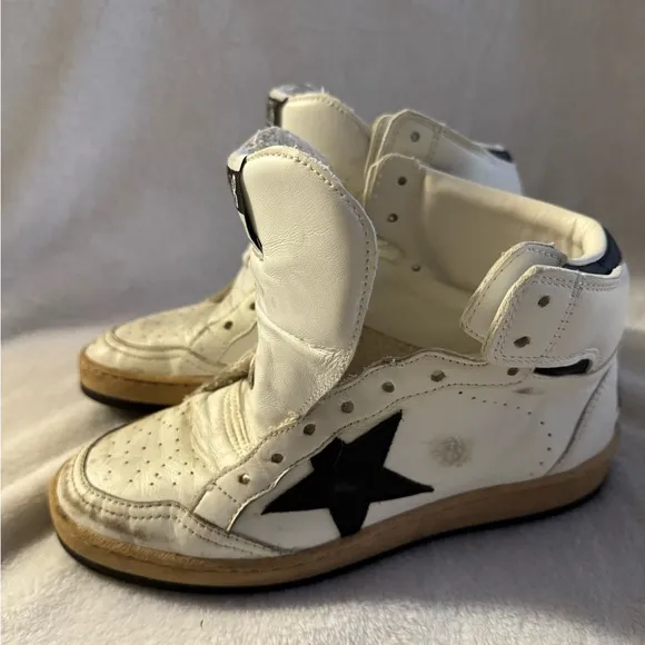 Golden Goose White and Black High-Top Sneakers