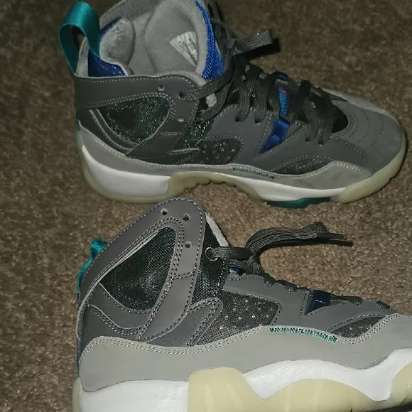 Gray and Blue High-Top Sneakers