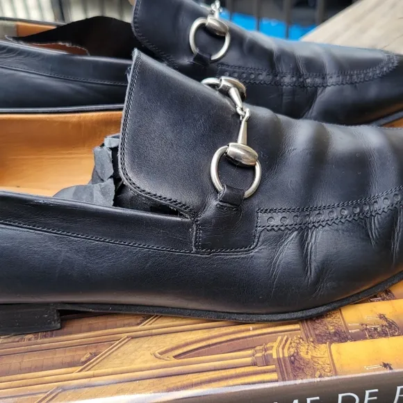 Gucci Black Leather Horsebit Loafers Size 9.5/ US 10