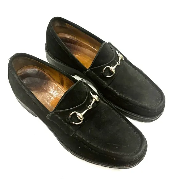 Gucci Black Loafers with Silver Detail