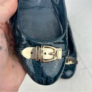 Gucci Blue Patent Leather Flats