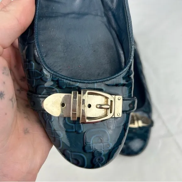Gucci Blue Patent Leather Flats