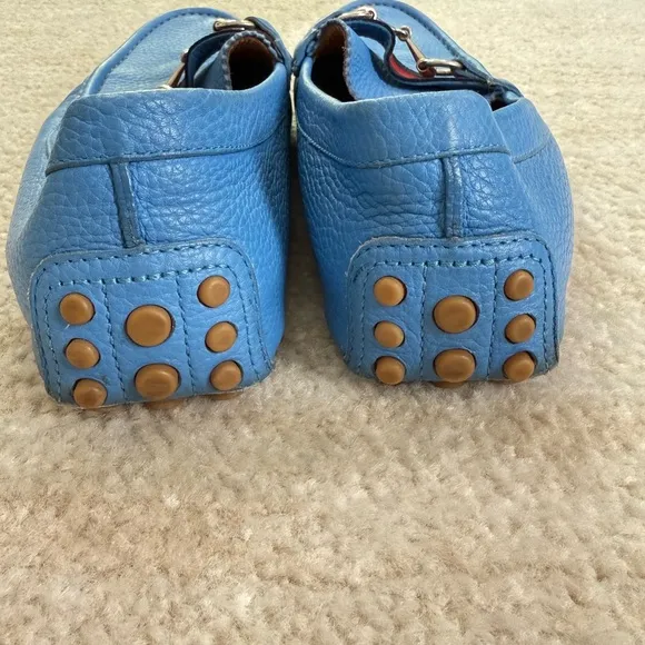 Gucci Blue Suede Loafers with Horsebit Detail