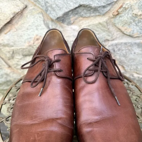 Gucci Brown Leather Derby Dress Shoes US 10