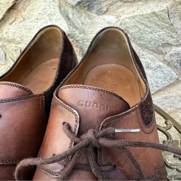 Gucci Brown Leather Derby Dress Shoes US 10